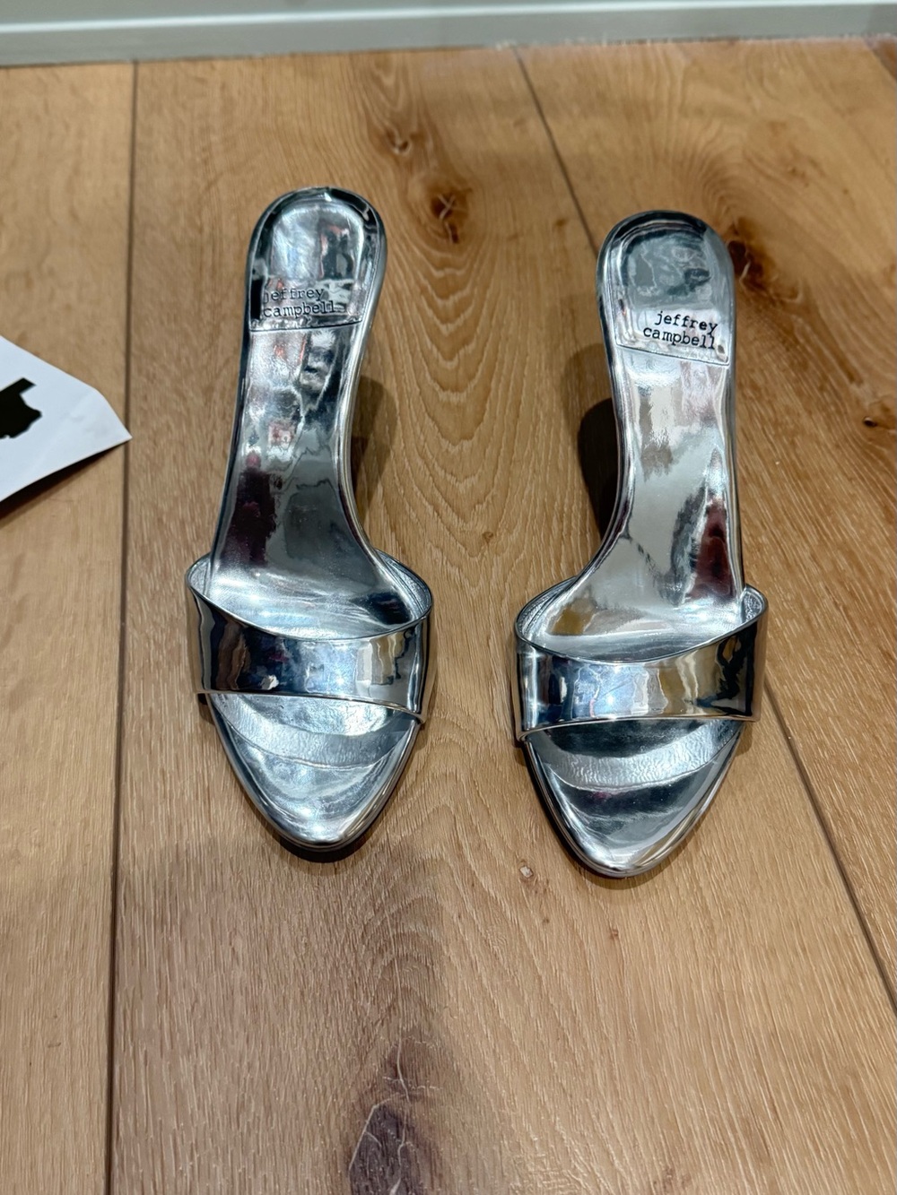 Jeffrey Campbell Metallic Silver Slide Mules